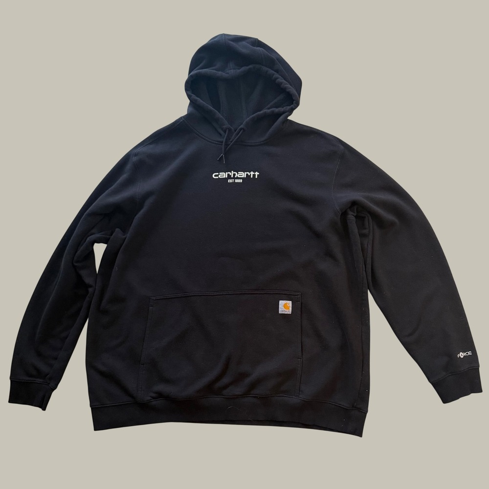 Carhartt Force Relaxed Fit Hoodie Mens 3XL Tall Black Logo Sweatshirt Workwear